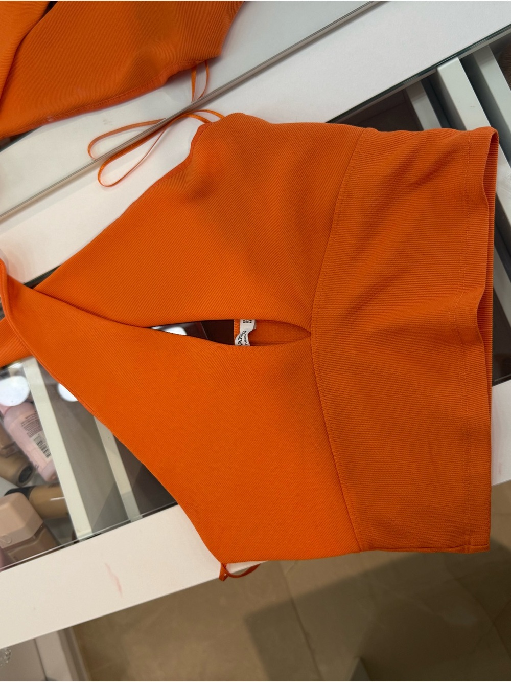 stradivarius Orange Halter Crop Top